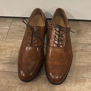 Johnston Murphy Vintage Oxford Wingtip Shoe Brown Leather Lace Size 9.5